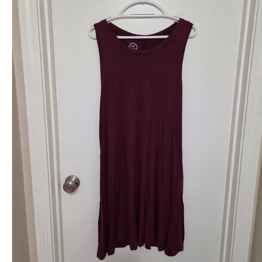Maurices 24/7 Burgundy Sleeveless Racerback Swing Dress XXL Maroon Midi Dress